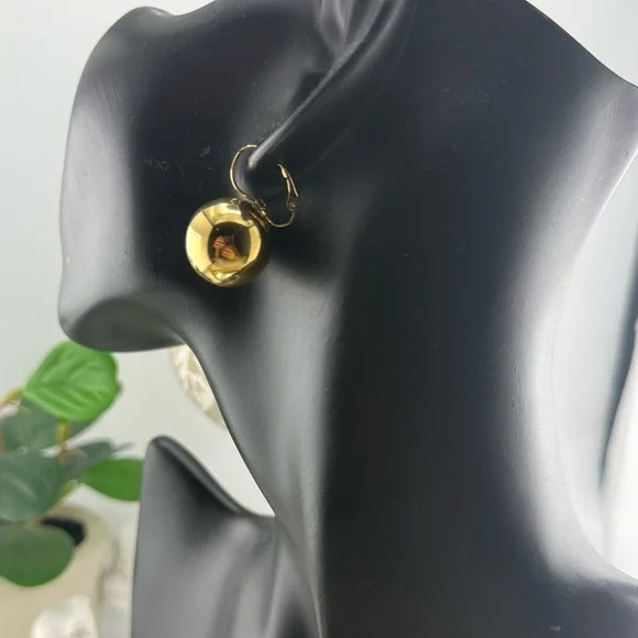 Classic Gold Ball Drop Earrings – Stainless Steel PVD Gold Plated - Picture 7 of 9